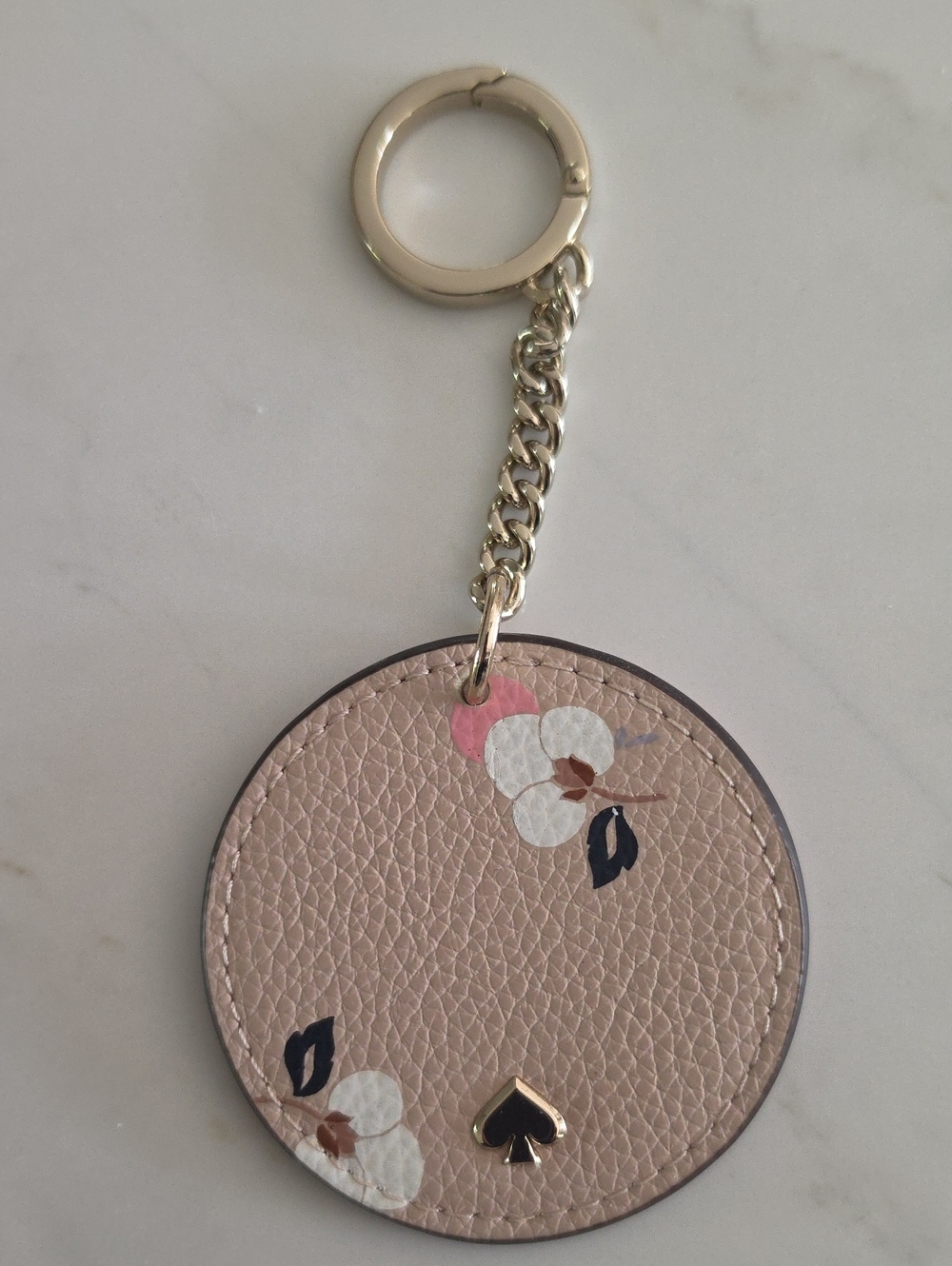 Kate Spade New York Eva Floral Leather Disc Key Fob Purse Charm - Excellent!